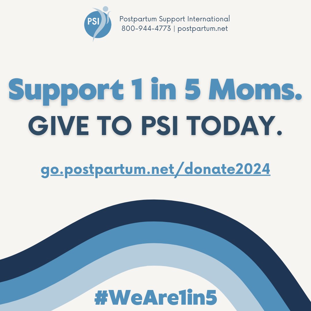 Support 1 in 5 moms that experience a perinatal mental health disorder. Donate $15 today. #WeAre1in5 Just ONE…donation, resource, volunteer, community, survivor story, or trained provider can save a life.  Donate to PSI link in bio or visit  go.postpartum.net/donate2024