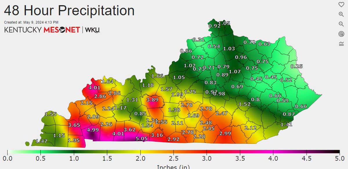 Some folks across the southern Pennyrile saw almost an entire month's worth of May rainfall in 2 days....👀 #kywx #plant2024 @kymesonet