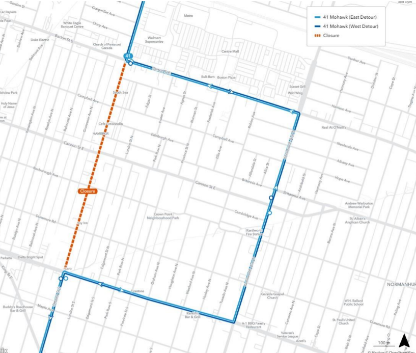 #HSRAlert On Saturday May 11, 2024, 6:30 AM -11:30 PM Route 41 MOHAWK will detour due to closure on Ottawa St. S for SEW HUNGRY - sewhungry.com. Visit hamilton.ca/HSRdetours for details and use temp. stops at: Barton at Ottawa Kenilworth at Cannon Ottawa at Main