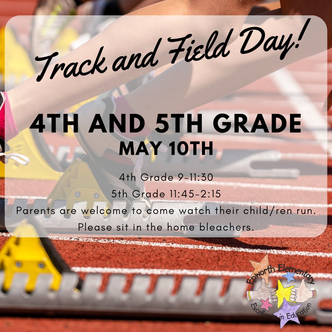 Our track meet is tomorrow! Remember parking is limited so be prepared for a walk to the field. We are looking forward to seeing our athletes run Friday!