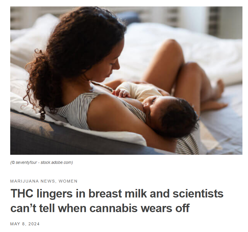 In a totally predictable discovery, it turns out that THC, one of the psychoactive components of marijuana, makes it way into breastmilk. In a new study, the babies of weed-using mothers were ingesting, on average, 3.5% of the dose of a typical THC edible a day.