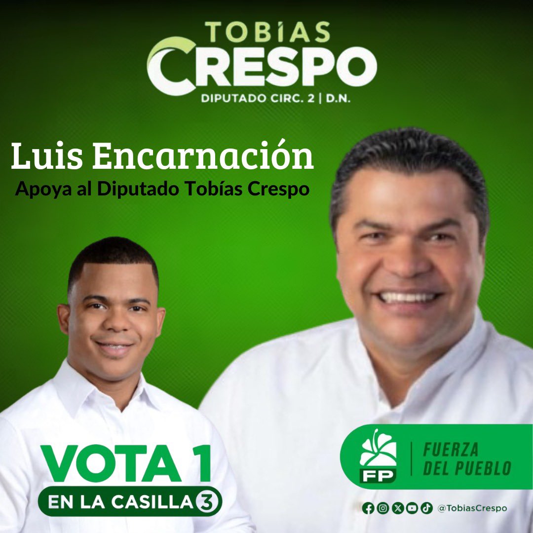 Mi voto va por @TobiasCrespo por su habilidad para legislar con visión de futuro, representar con integridad y fiscalizar responsablemente el uso de los recursos Gracias por: - Ley 63-17 Tránsito Terrestre - Ley 35-18 Atleta con Discapacidad - ley 43-23 Lenguaje de señas