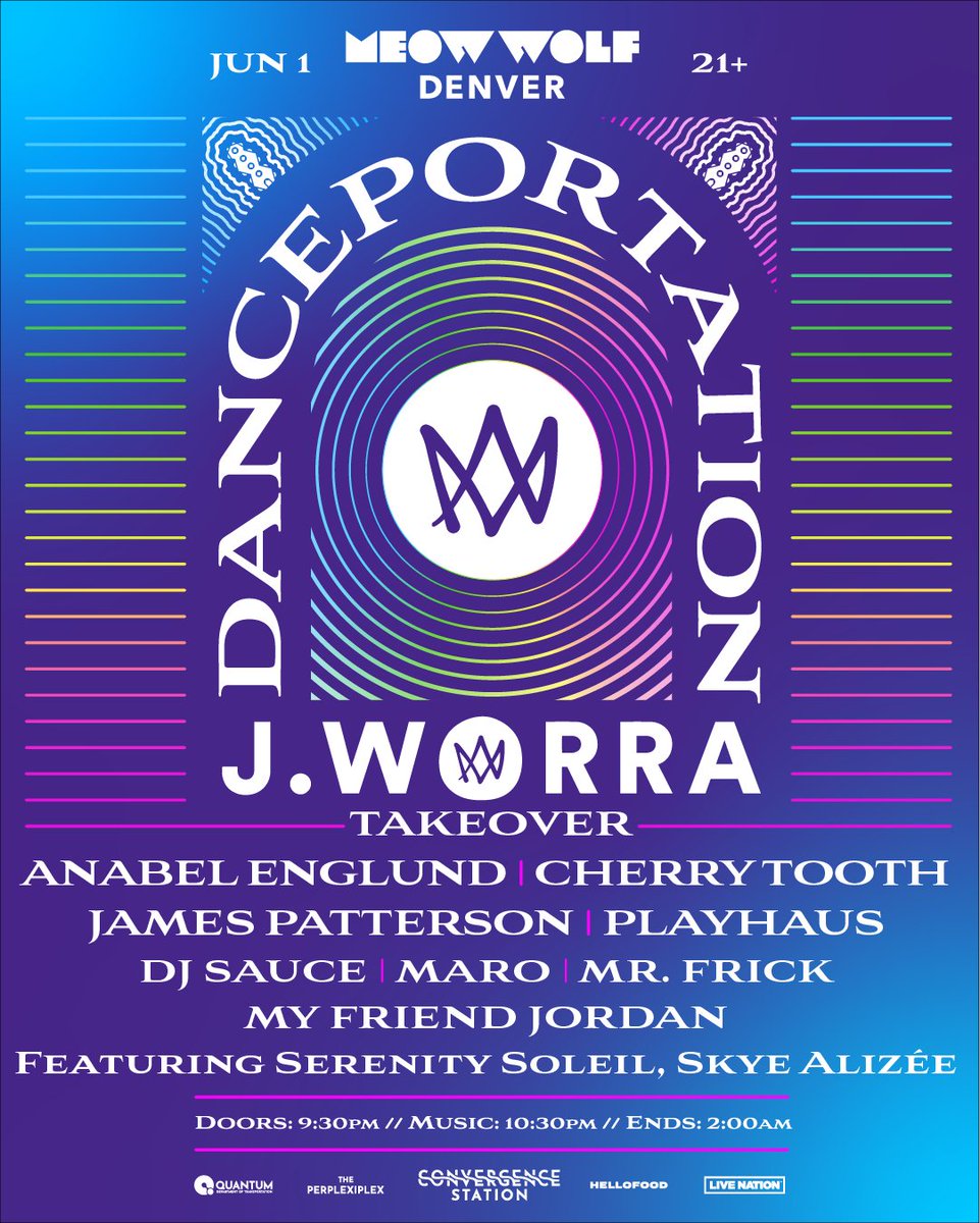 Danceportation lineup is here -- Vibes brought to you by our hostess with the mostest @JWorra & all her friends @AnabelEnglund_ , @itscherrytooth, @MrJPatt, and PLAYHAUS + many more 🌈 Don't miss it June 1 at @convergencestation! Get tix today at meow.wf/danceportation