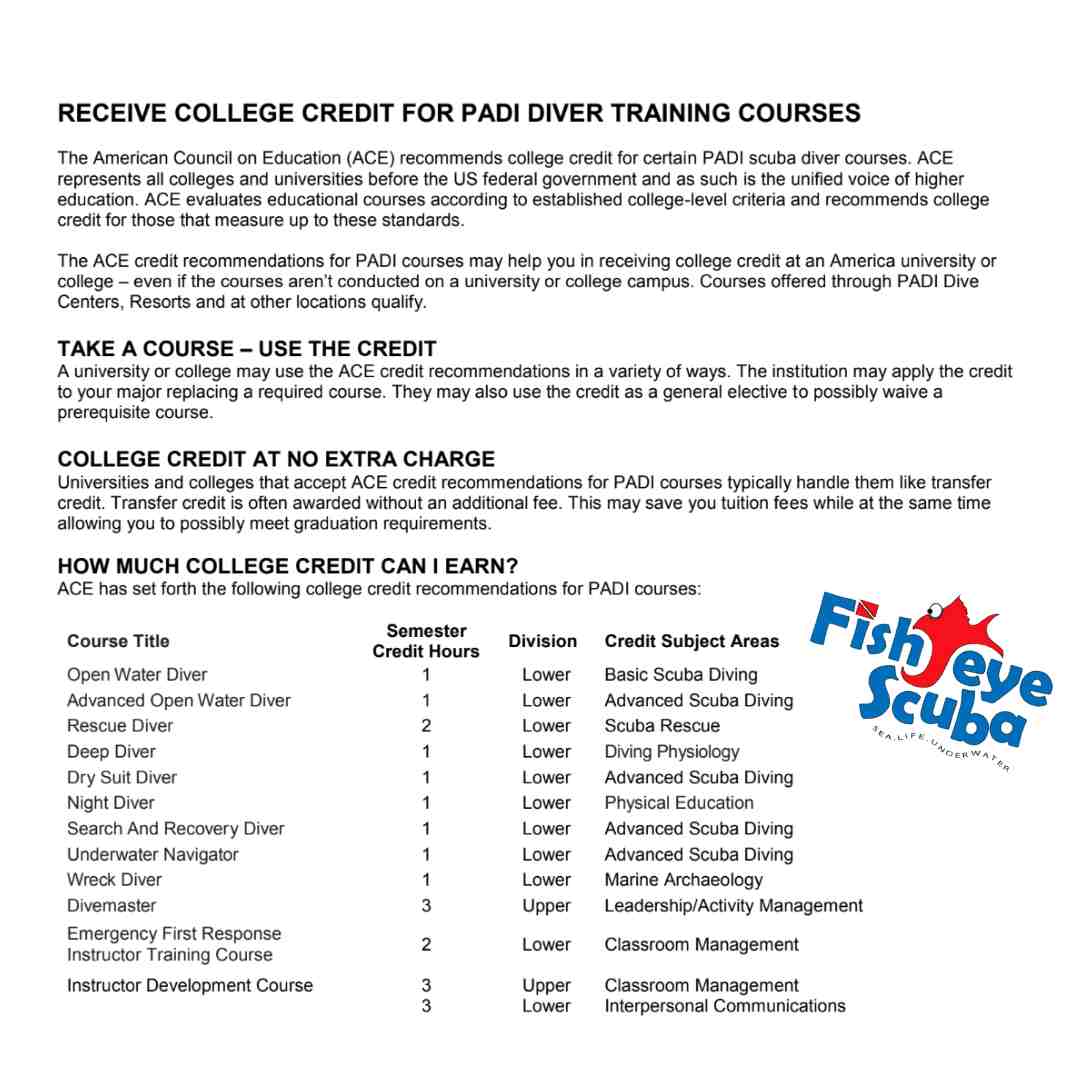 Did you know that you can earn college credits for learning to scuba dive and taking continuing education courses?
#collegecredit #CollegeCredits #collegecredits #CollegeCredit #scubadiver #scuba #scubalife #scubadive #scubadiver #padi #fisheyescuba