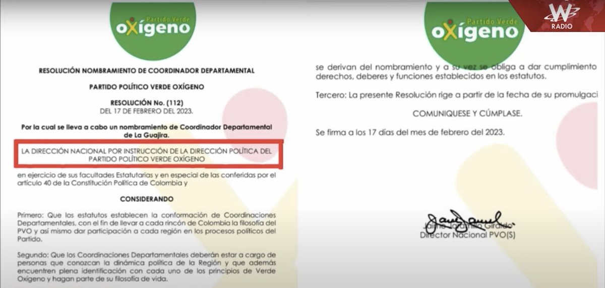 La W Radio (@WRadioColombia) ha puesto en conocimiento de la opinión pública los vínculos del Sr. Antonio Almazo con el Sr. Olmedo López, vínculos que no le fueron comunicados al Partido Verde Oxígeno (@verdeoxigeno_co), ni por el interesado ni por ninguna de las personas