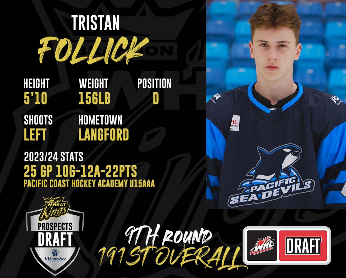 🏒🗳️THE PICK IS IN! 🏒🗳️With our tenth pick in the 2024 Prospects Draft for @WestobaCU , we are proud to select defenseman Tristan Follick from Pacific Coast Academy!