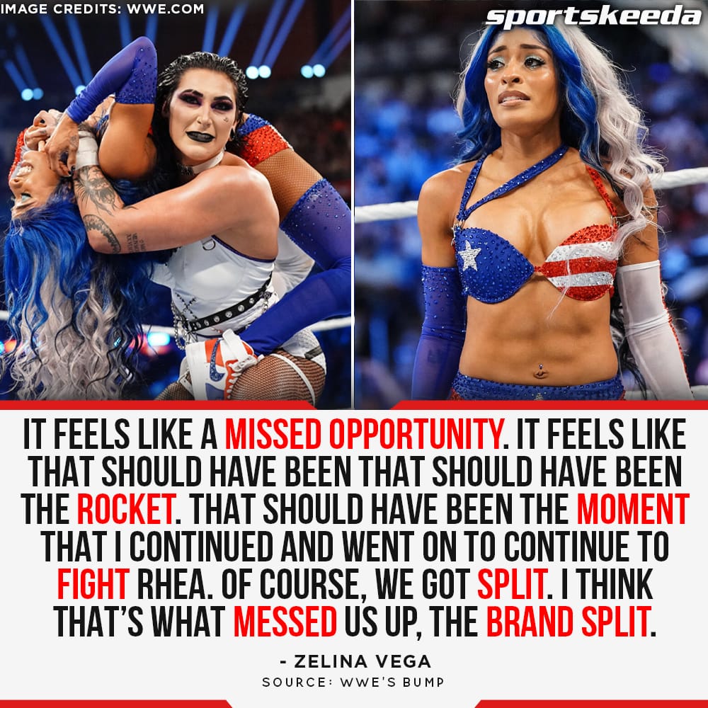 #ZelinaVega says the 2023 brand split affected her momentum and chances to win the women's world title in her feud against #RheaRipley. #WWE