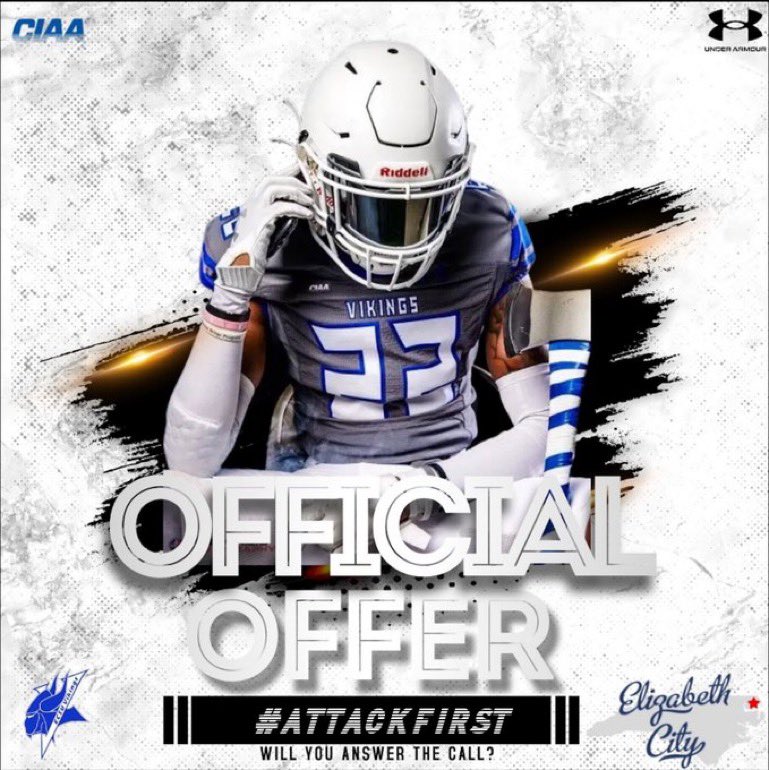 After a great conversation with <a href="/Coach_RWalker/">Ryan Walker</a> I’m blessed to receive my first offer from <a href="/ECSUVikingFBall/">ECSUVikingFootball</a>!
<a href="/bhernyscoutguy/">Brian Herny</a> <a href="/RecruitingBh/">BH Recruiting Assistance</a> <a href="/coachwolfe16/">Ryan Wolfe</a> <a href="/Horsepower904/">Middleburg Football</a>