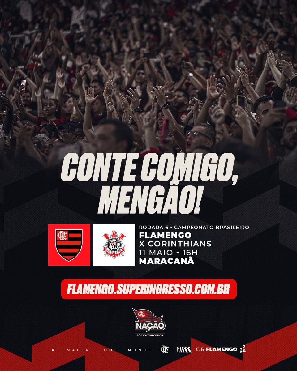 Vamos lutar juntos em mais uma partida no Brasileirão! Garanta seu lugar no Maraca acessando: bit.ly/flaxcor1105x