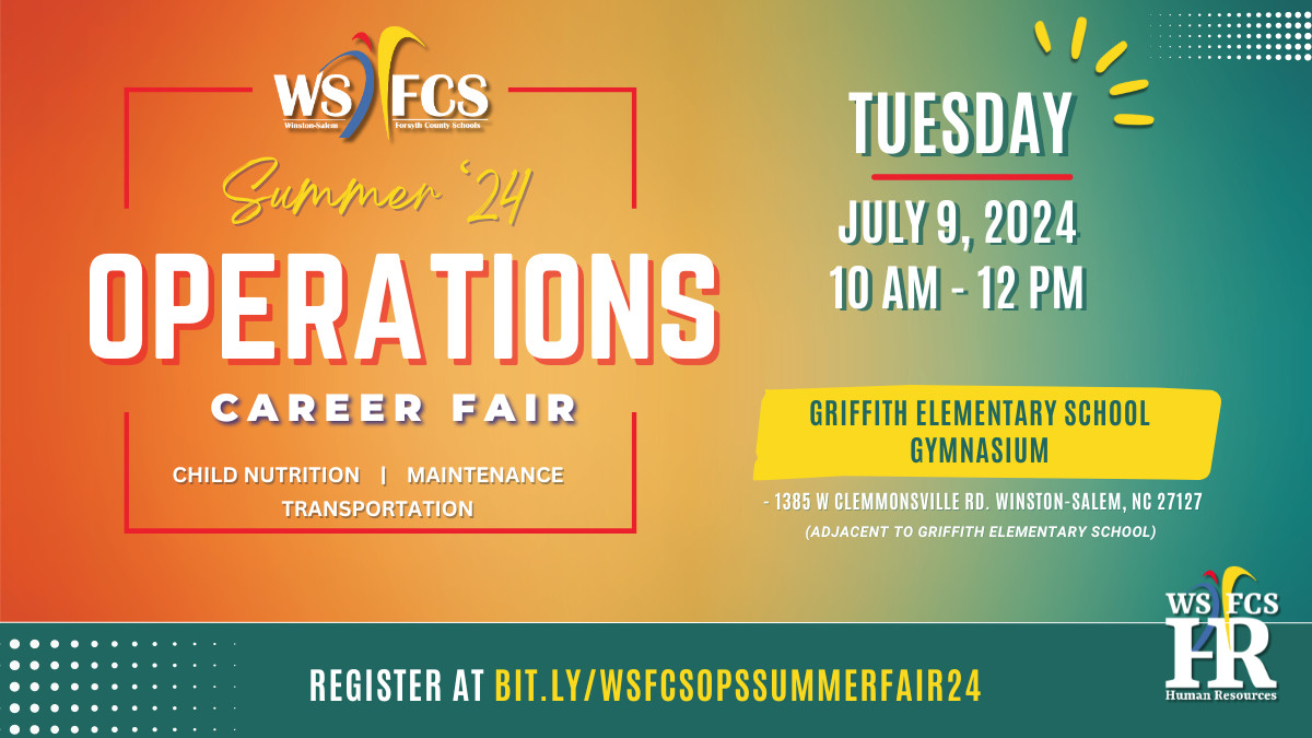 Two months from today we will be holding our Operations Career Fair! Join us, along with our Child Nutrition, Maintenance and Transportation Departments, and learn about our openings within these teams! Interviews will be held on the spot! Register today: bit.ly/wsfcsopssummer….