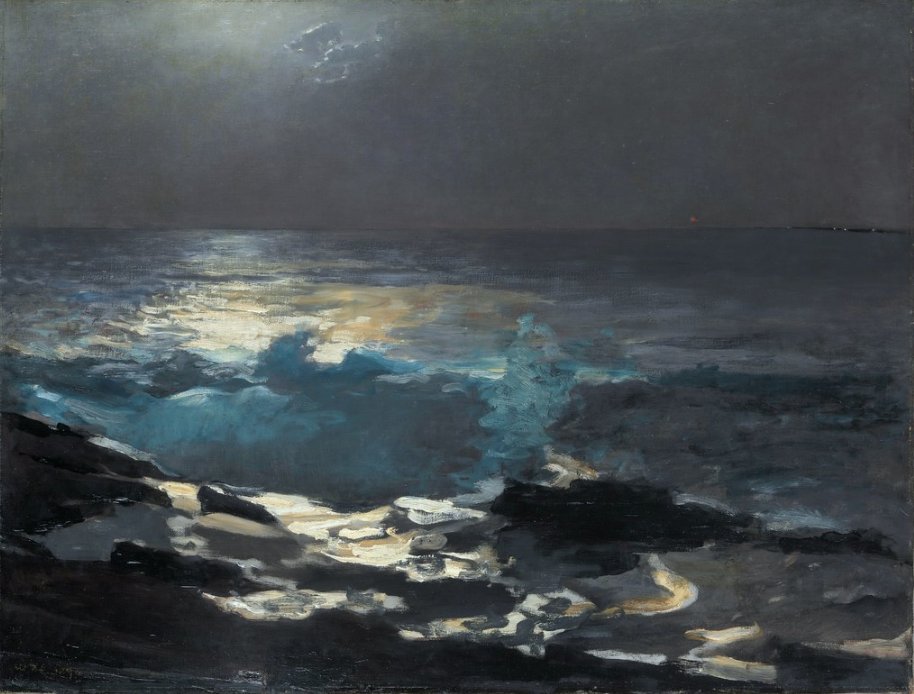 #BuenasNoches Winslow Homer - Moonlight, Wood Island Light 1894. #American #painter
