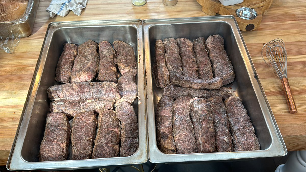 30 pounds of Wagyu Boneless Shortribs. Waiting for my braising liquid to boil and in the oven for 2-3 hours.  #ServiceNeverStops #ChefLife #VeganDessertSucksAss