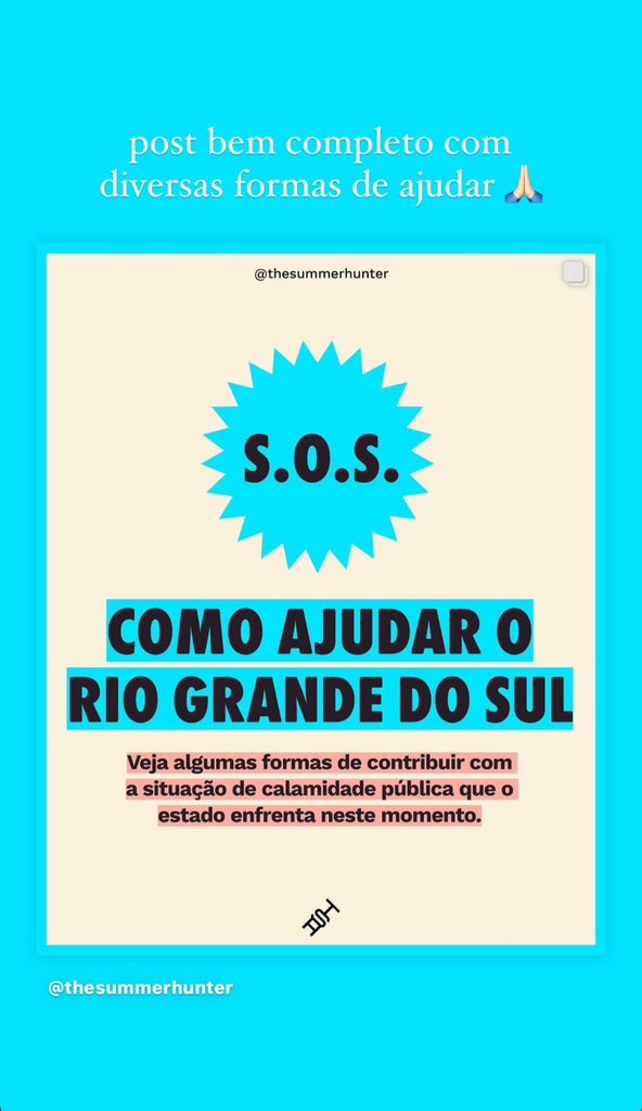 Post com diversas formas de ajudar ❤️‍🩹 🖇️ instagram.com/p/C6pkSI_NYXl/… 📱Jade Picon via Instagram stories