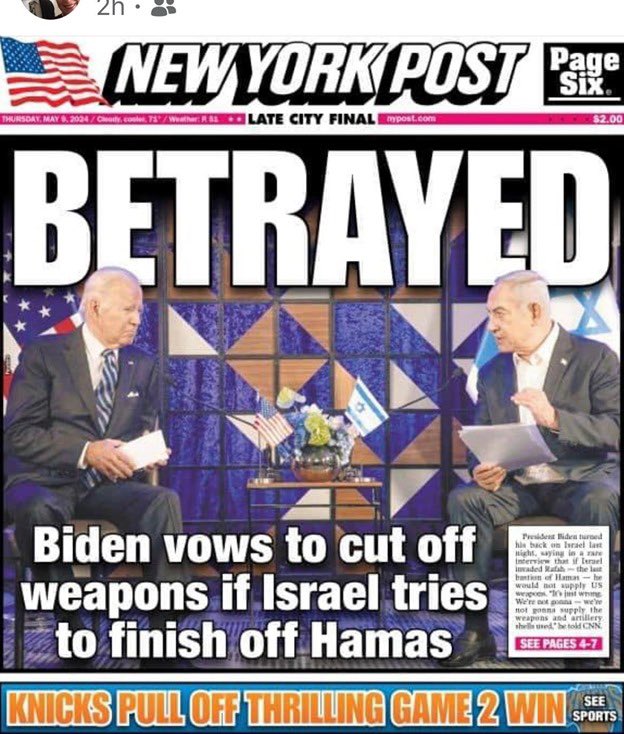 Yesterday iron cast, today betrayal. This has wider implications than any impact on the battlefield & US-Israel relations. Biden’s weakness and duplicity will embolden Hamas & Hizballah, push Arab countries even closer to Israel; & of course it will provoke Iran, Russia & China.