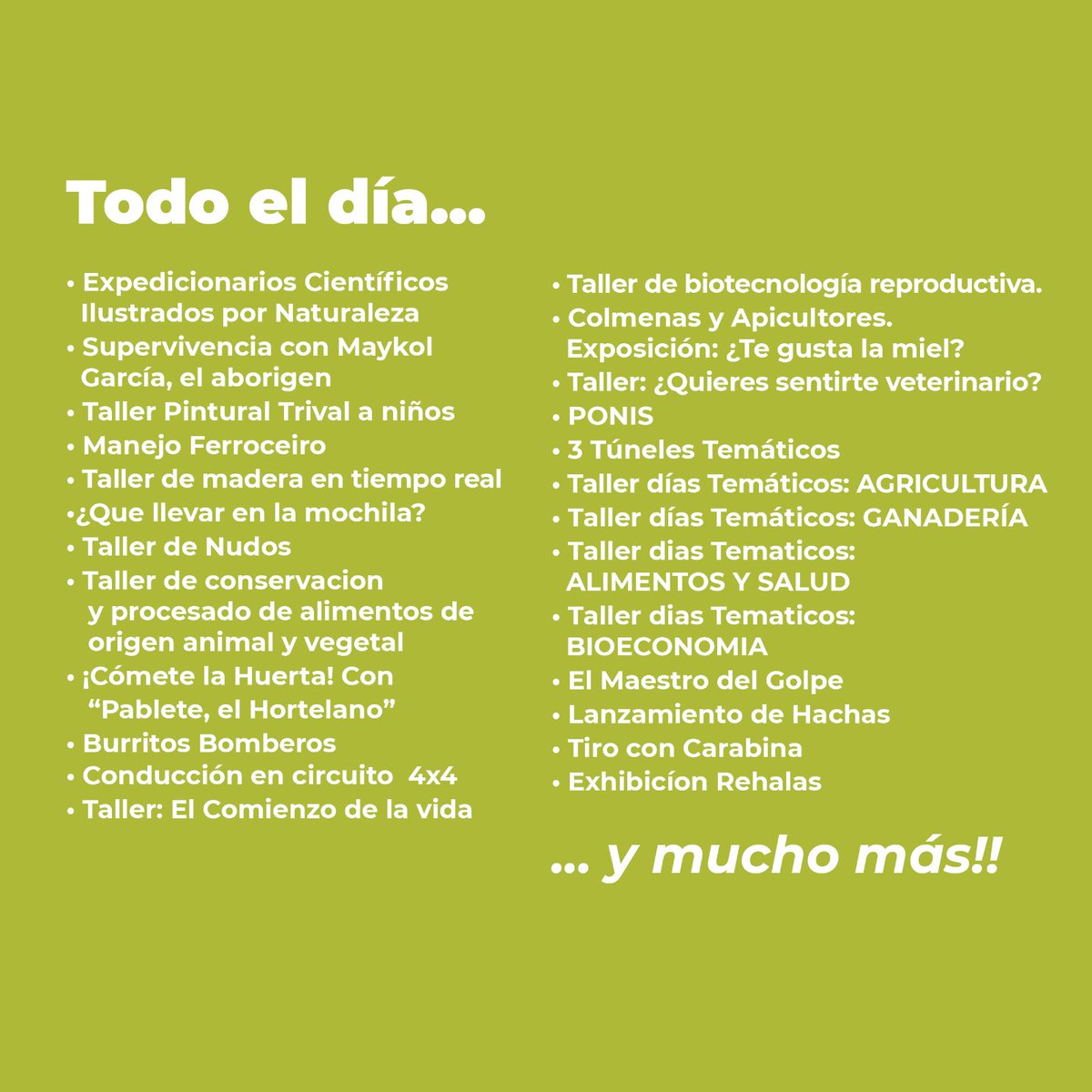 sicampo_AR's tweet photo. 🟢¡Estas son las actividades que tenemos programadas para este viernes en SICampo & Festival de Campo!
¡No te las pierdas!
➡ Entradas en 🔗 https://t.co/OOaqQYKfyb
#sicampo https://t.co/yqtRFwv4zO