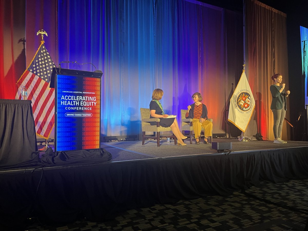 johnahartford's tweet image. CONFERENCE | Thank you @ahahospitals for hosting its 2024 Accelerating Health Equity Conference! JAHF&apos;s Jane Carmody had the honor of introducing the closing keynote speaker, anti-ageism activist and author Ashton Applewhite. #ReframingAging