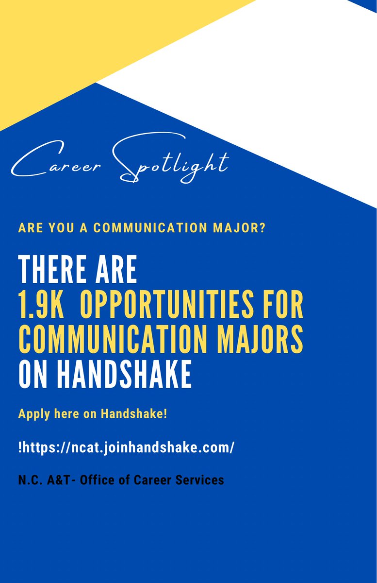 Are you a student studying communications? There are 1.9 thousand opportunities to explore your career in communications on handshake! Aggies secure your dream job, internship, or co-op🐶! 

#ncat24 #ncat25 #ncat26 #ncat27 #communicationdegree #aggiesdo #aggies