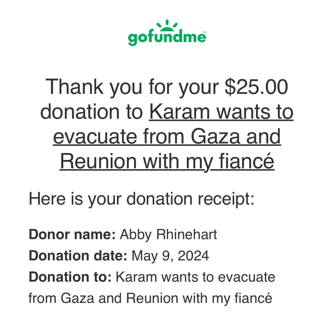 Just donated on behalf of a client to Karam’s GFM (highlighted by @gazafunds) as part of my May donation campaign! 🎊🍉🇵🇸 gofund.me/f857106a If you want to learn how to organize your business and help Palestine, make an appt with me today! #CeasefieNow #FreePalestine