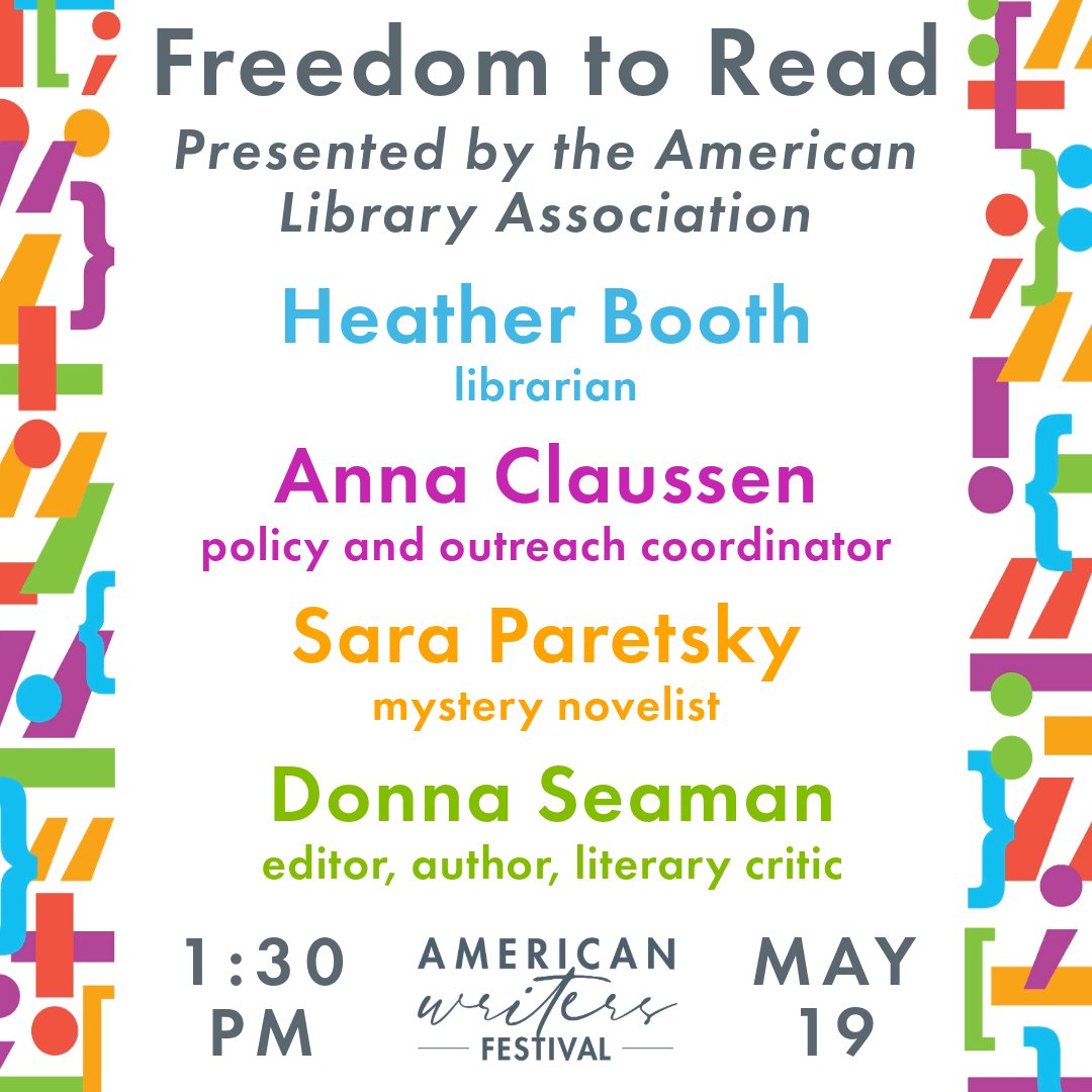 📣Hey, book fans! Our friends at the @AWMuseum & @chipublib are hosting the #AWFest2024 on May 19 at the Harold Washington Library Center! Stop by for amazing panels including a very special Freedom to Read panel featuring @ALA_Booklist's @Booklist_Audio and @Booklist_Donna!