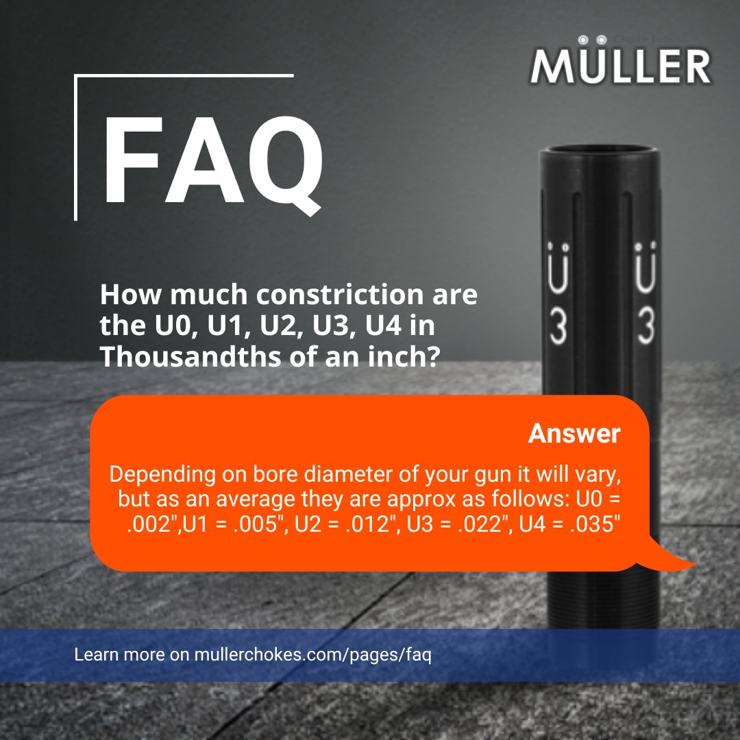 How much constriction are the U0, U1, U2, U3, U4 in Thousandths of an inch?