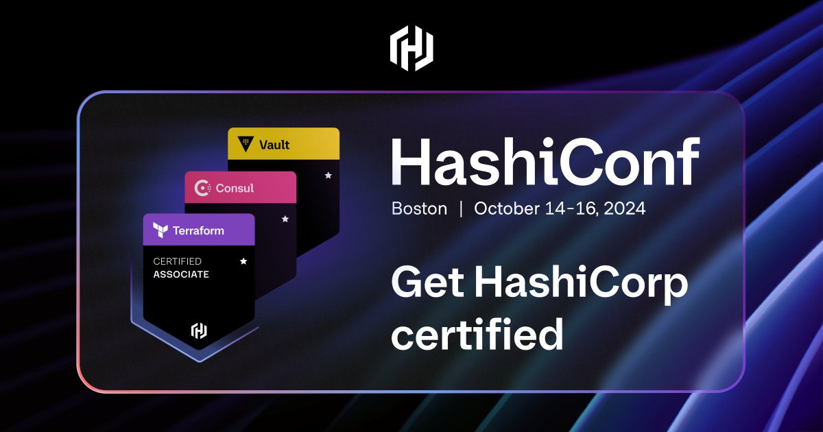 Get HashiCorp certified at #HashiConf in Boston this October. Advance your skills, connect with peers, and earn industry-recognized certifications: hashi.co/3UvPrG9
