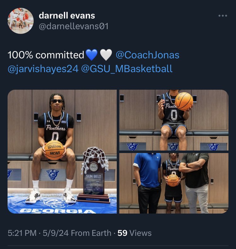 🚨Georgia State has landed D2 transfer Darnell Evans, per his social media 📊The 6’0” sophomore averaged 23.5 PPG, 4.7 RPG, 3.6 APG, and 2.2 steals at Caldwell University this past season