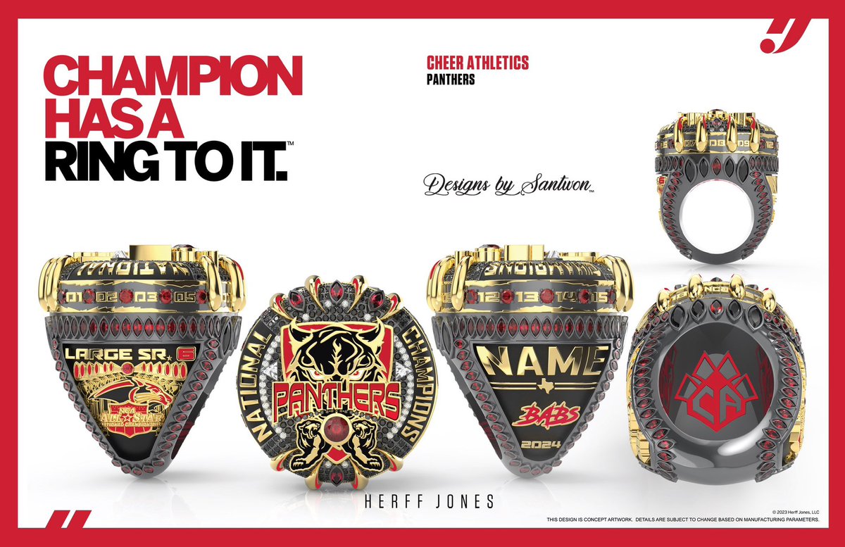 THEY WANT THE DRIP💍, but NO♥️🐈‍⬛

CONGRATULATIONS @cheerathletics @ca_panthers_babs, 
2024 NCA ALLSTAR NATIONAL CHAMPIONS🏆

#DBSchamprings #designsbysantwon #hjchamprings #herffjones #evolvechamprings #championshiprings #champrings #nationalchampions