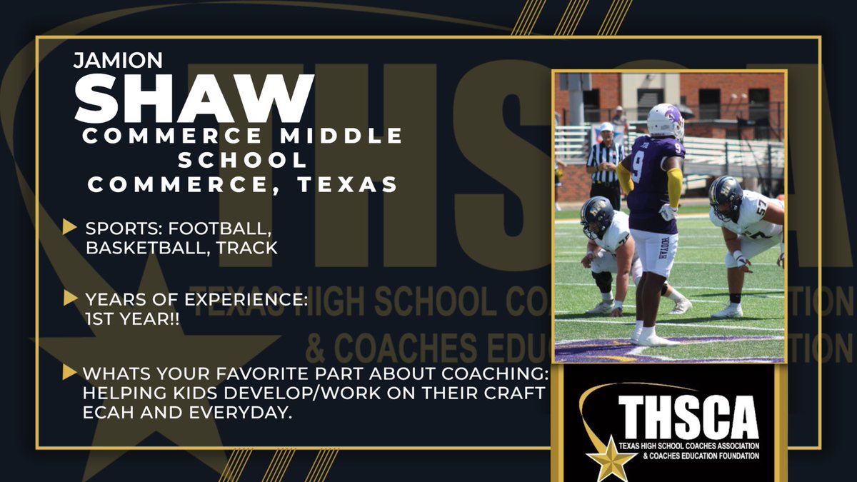 New member alert💥💥💥 Want to welcome Coach @jshaw6031 to the @THSCAcoaches family!! Coach Shaw is fresh off graduation from Hardin-Simmons where he played football! We’re all excited to have him back in the Commerce family again! #brandambassador
