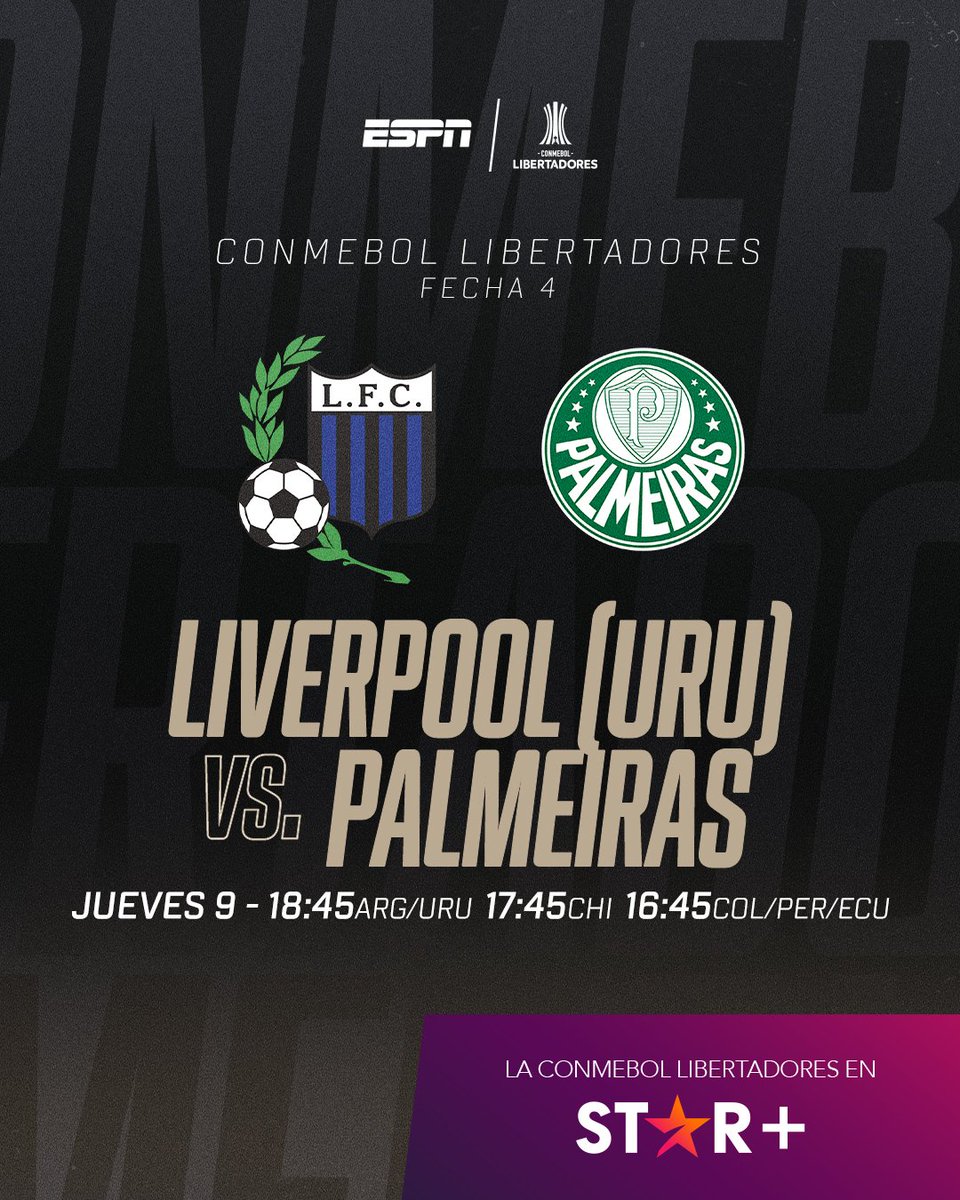 🏆 YA estamos en VIVO con la acción de la fecha 4 del Grupo F de la @Libertadores 🇺🇾 @LiverpoolFC1915 🆚️ 🇧🇷 @Palmeiras 🎙 Con @diegomunoz75