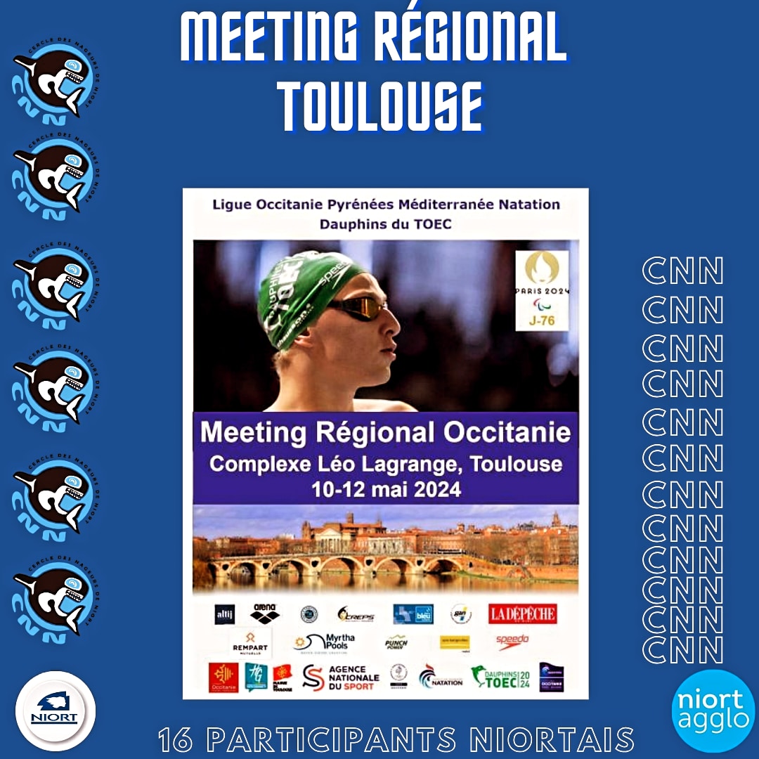16 nageuses et nageurs iront en Occitanie à Toulouse <a href="/coNiort/">Le Courrier de l'Ouest Niort</a> <a href="/79Sports/">NR Sports 79</a> <a href="/e_niort/">e_niort</a> <a href="/Mairie_Niort/">Ville de Niort</a> <a href="/NiortAgglo/">Niort Agglo</a> <a href="/vincent_gardeau/">Vincent GARDEAU</a> <a href="/dauphinsdutoec/">Les Dauphins du TOEC</a> où c'est toujours un plaisir de venir