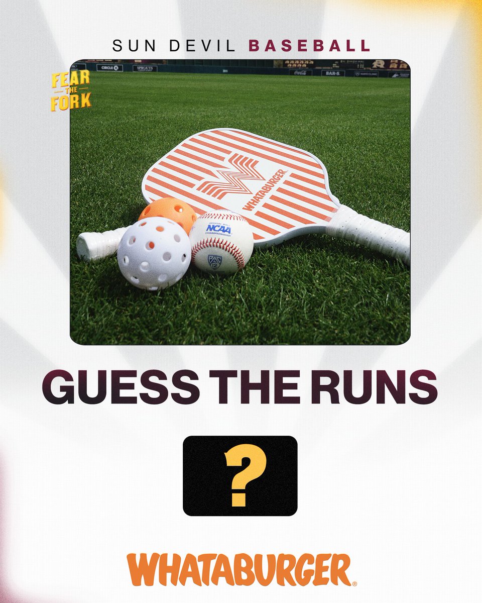Sun Devils! Can you guess the number of runs ASU will score this weekend against Stanford? Comment with your best guess. One lucky fan will win a pickleball set, courtesy of Whataburger!