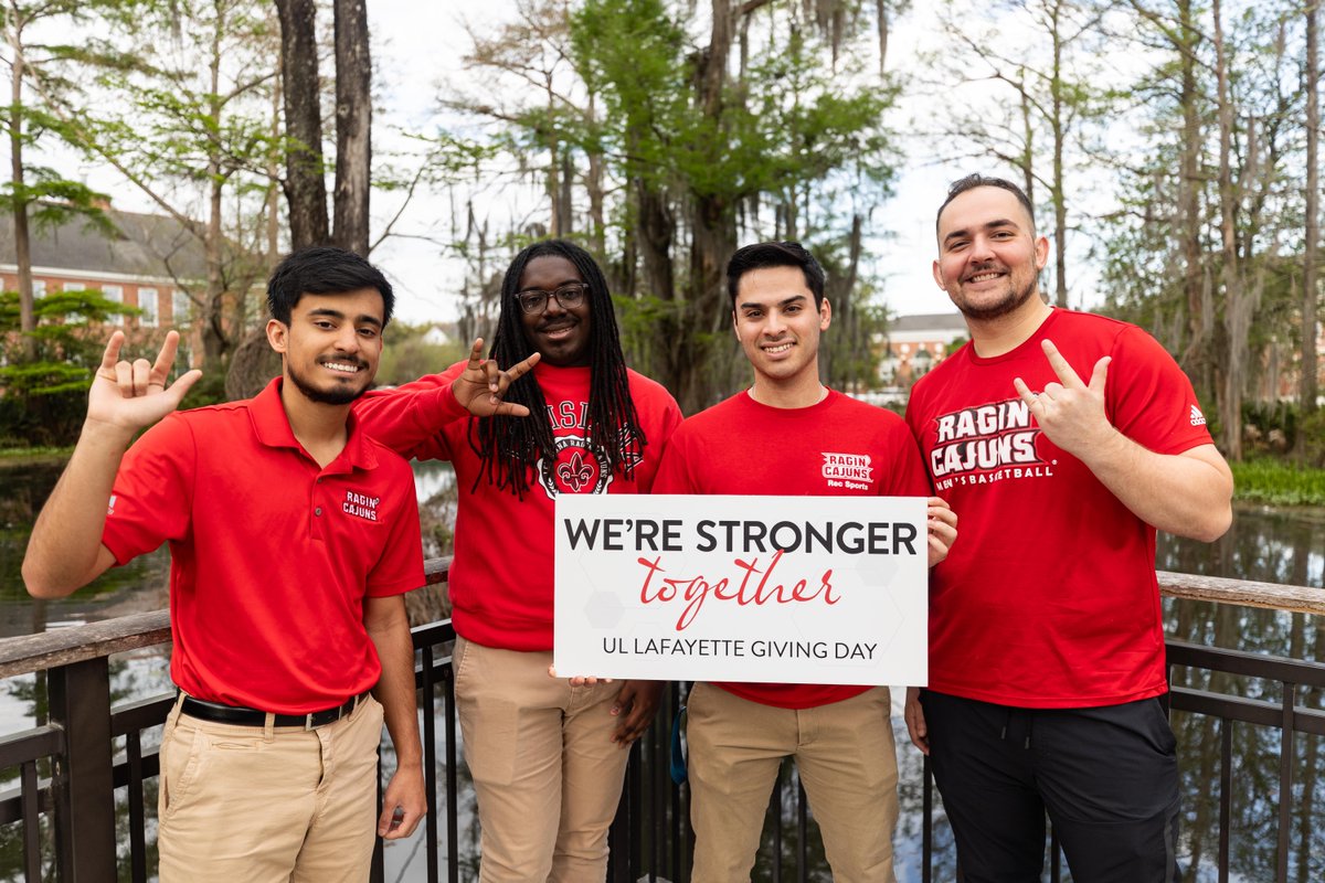 There’s only a few more hours left of Giving Day! Support what you love at UL Lafayette and make an impact where it matters most to you. We’re stronger together, Ragin’ Cajuns! #RaginCajunsGive ➡️ givingday.louisiana.edu