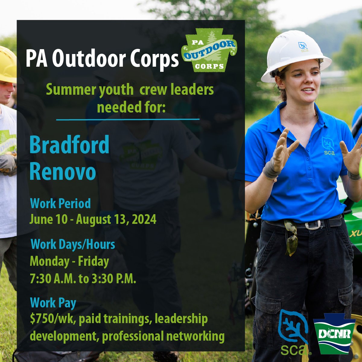 The #PaOutdoorCorps still needs crew leaders for its summer youth crews in these two areas in the #PaWilds! Applicants must be at least 21 years old and have had a driver’s license for at least 3 years. If interested, please contact vlauro@thesca.org as soon as possible.