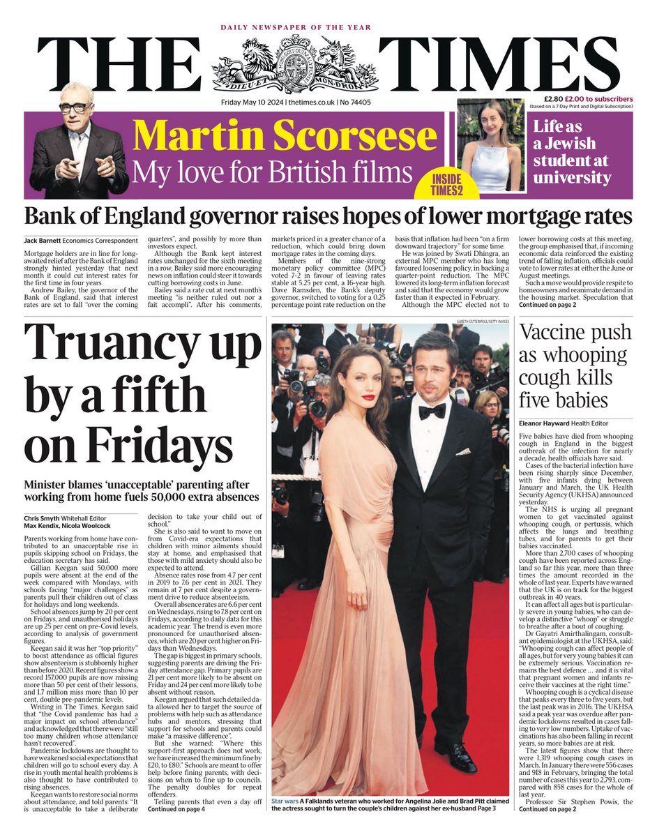 THE TIMES: Truancy up by a fifth on Fridays #TomorrowsPapersToday