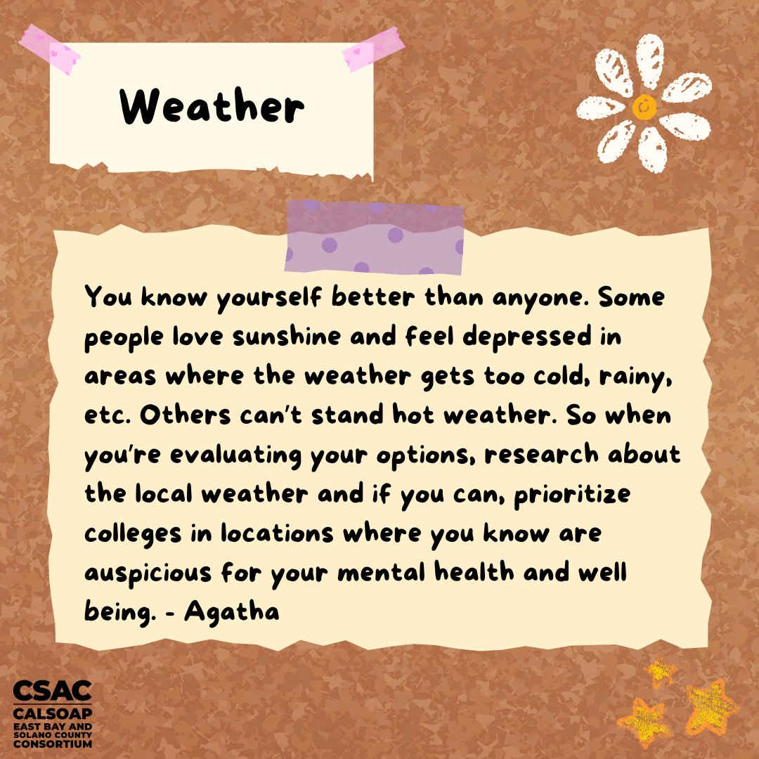 With National Decision Day coming up soon in May, EBSCC's staff has advice for incoming first years choosing a college. Today's post is about school type, support services, and weather! #ebscc #ebc #csac #nationaldecisionday #college #collegedecision