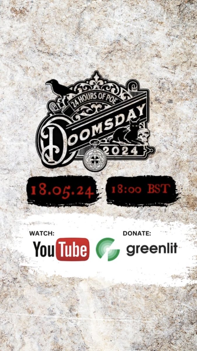 It’s 9 days till Doomsday! 💀

Tune in to our livestream on 18th May to hear @grace_o_keefe read ‘The Fall of the House of Usher’ by Edgar Allan Poe 🏰 

More info here: threedumbtheatre.com/doomsday2024

#doomsday #edgarallanpoe #thefallofthehouseofusher