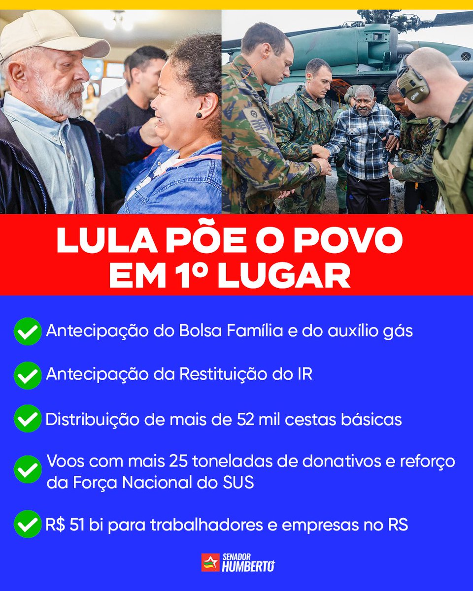 Chega de Fake News! Ajude a espalhar a verdade. O governo Lula tem trabalhando, e muito, para garantir o apoio ao povo do Rio Grande do Sul 👇