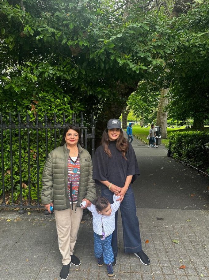 Priyanka, her mom & Malti in Dublin while Nick films, “Power Ballad.”