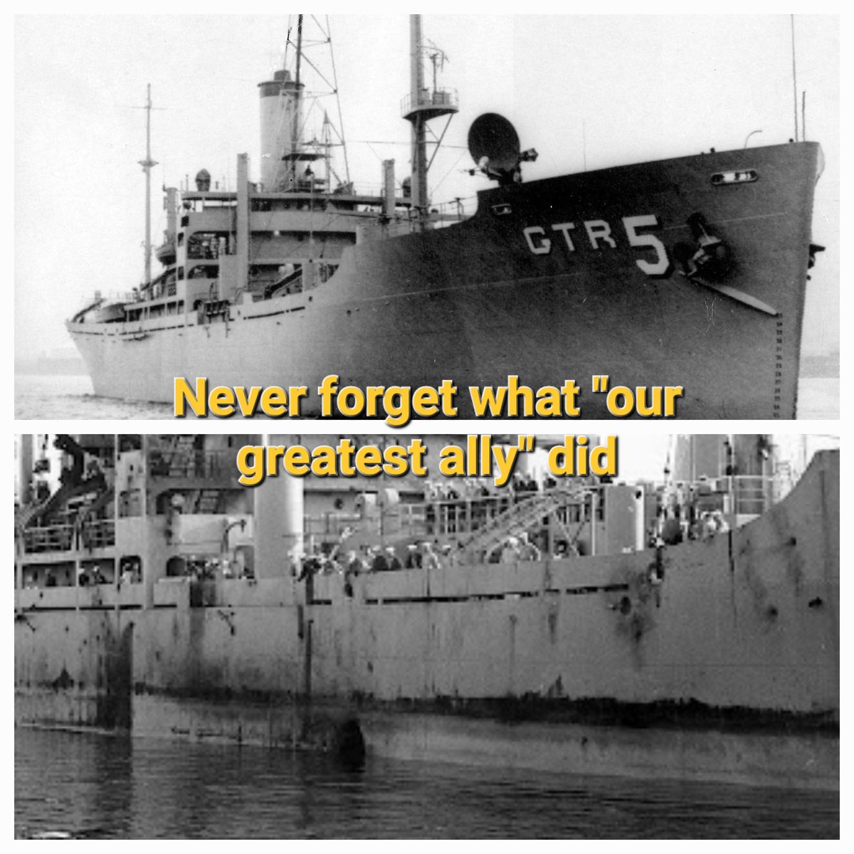 Never forget 
Never forgive 
#USSLIBERTY