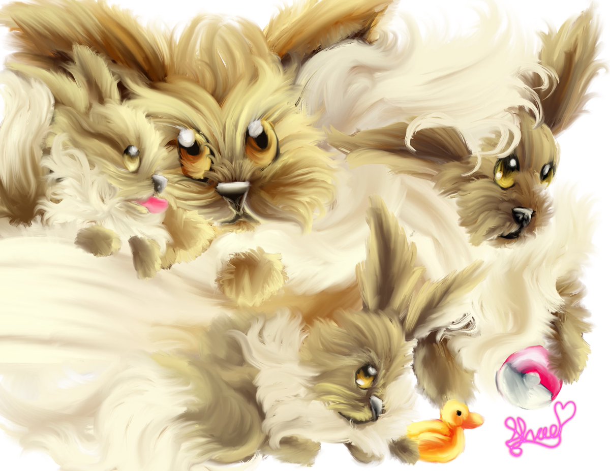 Evee puppies and Mom After this, I’ll be going on a mini hiatus for a couple weeks and won’t be back until I finish a full character piece or script update. #pokemonart #fanart #Procreate #artists #painting