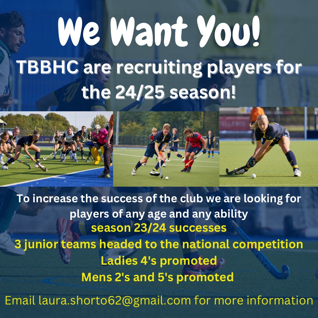 💙💛We Want You💛💙 After a successful 23/24 season we are looking for new players to join the club to continue the success for this season! We are looking for players of any age and any ability. If you are interested for more info please message Laura 🏑 #hockey #players