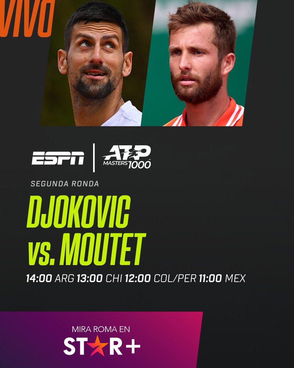 VUELVE EL NÚMERO UNO. 👊 Ausente en Madrid, 🇷🇸 Novak Djokovic se presentará este viernes en el Masters 1000 de #Roma. 👏 #ESPNenStarPlus ▶️ dis.la/ESPNenStarPlus…