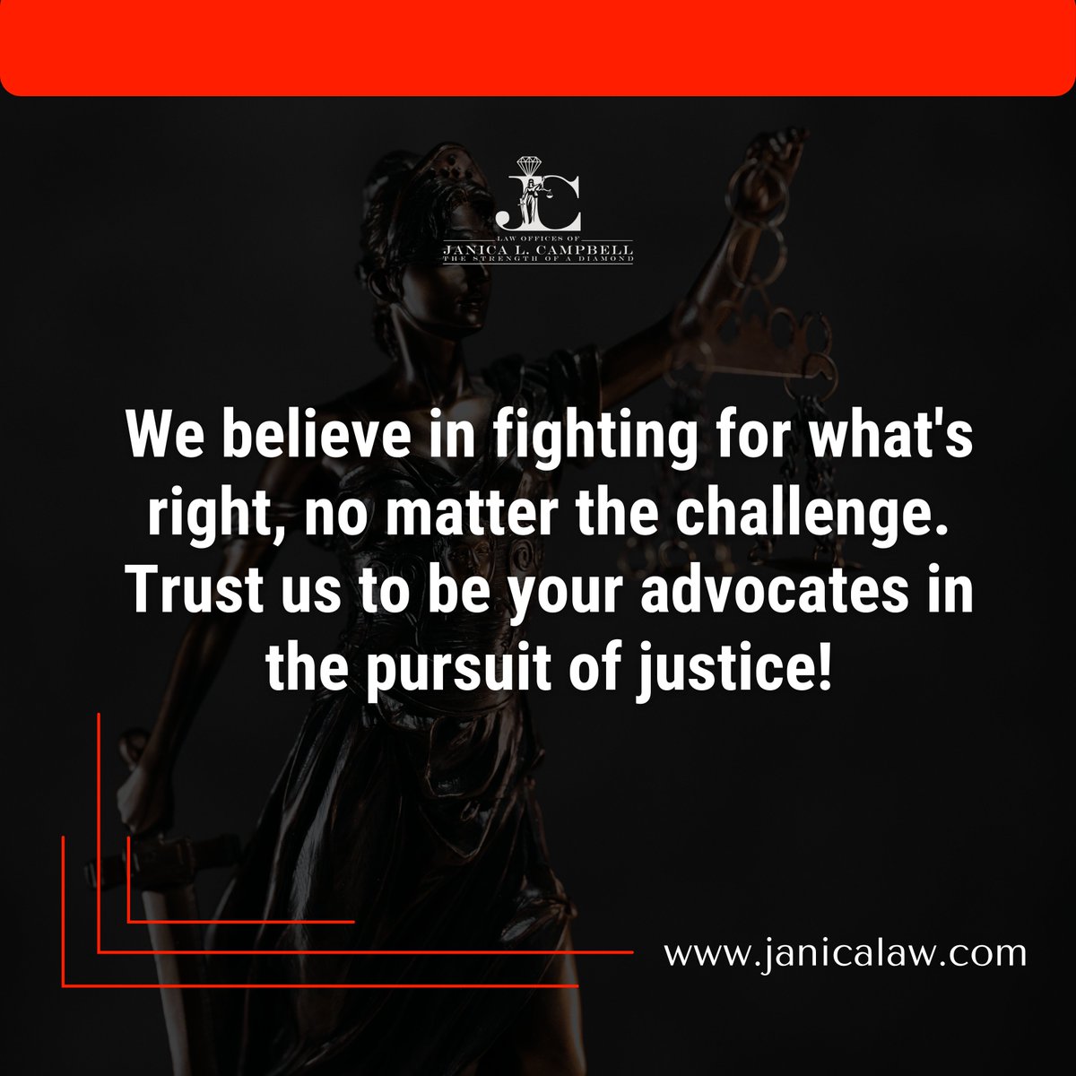 🌟 Fighting for what's right, no matter the challenge! 🌟 Trust us to be your advocates in the pursuit of justice! 💪

janicalaw.com 🌐

#JusticeForAll #FightForJustice #AdvocateForChange #StandUpForRights #EqualRightsNow #DemandJustice #JusticeForAll #JanicaLaw