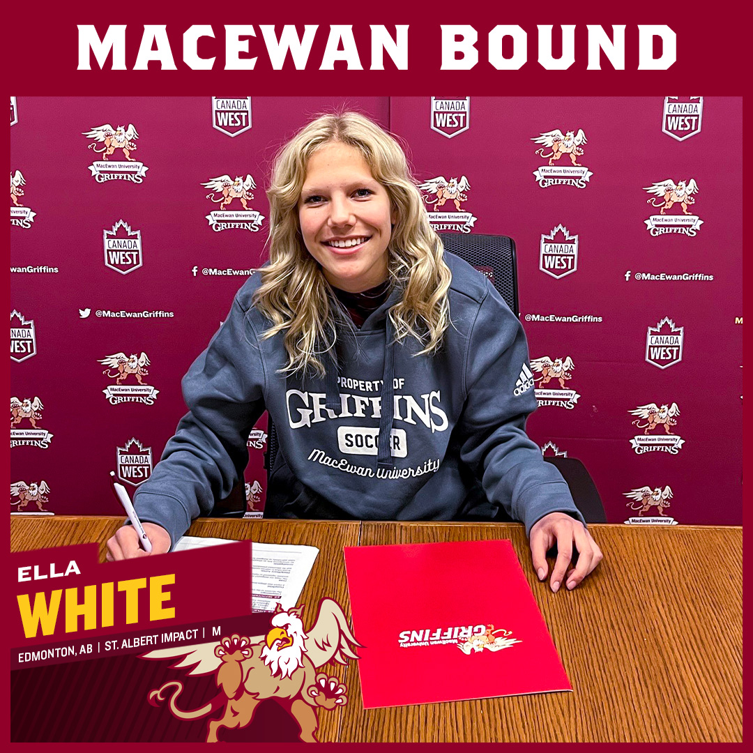 W⚽️| RECRUIT Bringing elite speed and work rate to the pitch, @SASA_Impact midfielder Ella White ready to make an impact for the reigning @CanadaWest Prairie Division champions @GriffinsSoccer in 2024-25. Welcome to @MacEwanU! #GriffNation STORY➡️macewangriffins.ca/sports/wsoc/20…