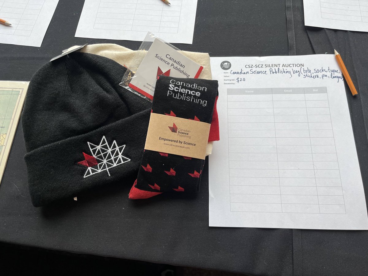 The @scz_csz_2024 silent auction is open, and @cdnsciencepub has donated items to keep you toasty warm while doing great zoology research, supporting the Zoological Education Trust, and repping Canada’s largest independent not-for-profit science publisher, all at once! @csz_scz