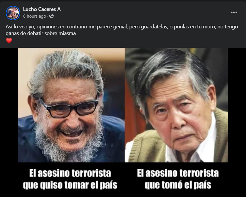 A veces quisiera que Fujimori postule otra vez solo para que tipos como Lucho Cáceres se caguen de miedo