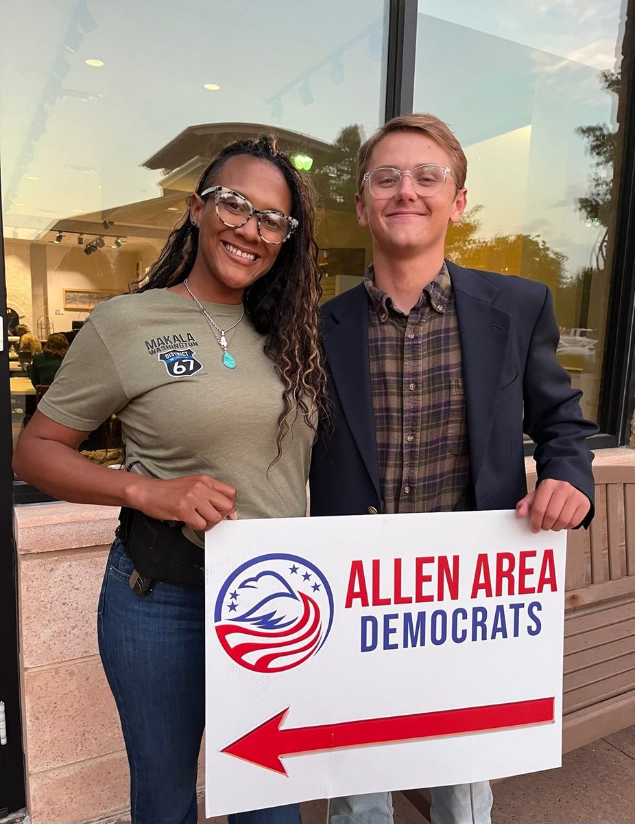 Happy to be at the Allen area Democratic meeting tonight. Spoke to an absolute star, Ms. Makala Washington. She’s on the ballot running to represent TX HD 67. She’s going to do great things for the district.