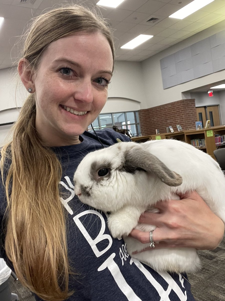 When rabbits visit your school, you seize the opportunity for a photo. I had a rabbit just like this growing up named Gray White. @CFISDAndre #theresabookforthat