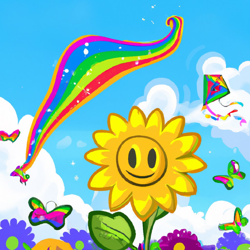 'An illustration of an enthusiastic sunflower growing under a vibrant sun, surrounded by a cascade of rainbow-colored butterflies, in a field dotted with bright, playful daisies under a clear blue sky with fluffy white clouds. In t
#AIArt #AI #chatgpt4 #dalle2 #OpenAi #AIFeelings