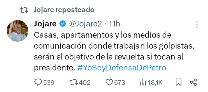 Cuando dije “ojalá vuelvan los paracos”, en menos de 24 horas, la @FiscaliaCol estaba en la puerta de mi casa, citándome a un interrogatorio. En cambio, esta gente sí puede, incluso, amenazar a los magistrados del CNE y a cualquiera que les lleve la contraria.